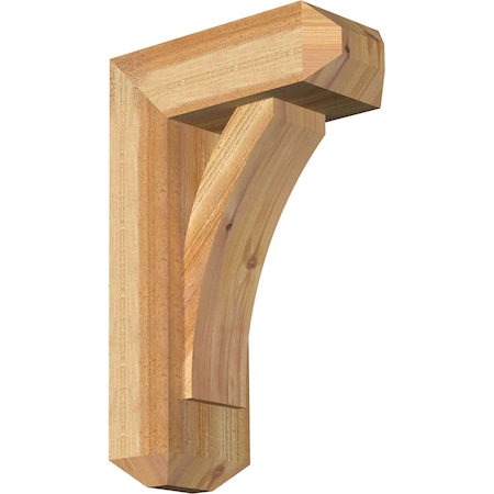 Ekena Millwork Thorton Craftsman Rough Sawn Bracket w/ Offset Brace, Western Red Cedar, 6"W x 14"D x 22"H BKT0604X14X22THR04RWR